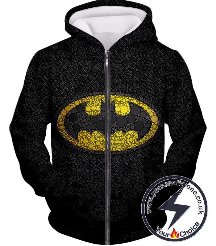 Unique Batman Justice Symbol Promo Dotted Black Zip Up Hoodie